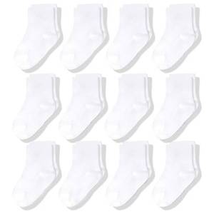 lot 8323 image: CozyWay Baby & Toddler Crew Socks - Stay-Put Fit with Toddler Socks - Stretchable Comfort for Baby Girl - 3T-5T, White, Pack of 12