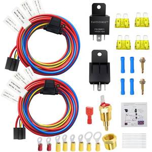 lot 8328 image: FASTSTORM Dual Electric Fan Relay Kit Electric Radiator Fan Kit Temperature Sensor Switch 185 On 175 Off Automotive Wiring Kit 60 Amp Cooling Fan Relay Switch Kit 4 Pin Waterproof Relay Kit