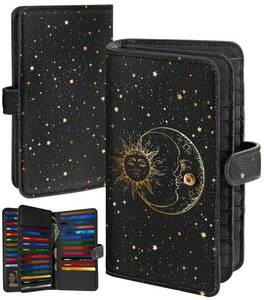 lot 8335 image: Bistup 46 Slots Credit Card Holder Wallet for Women, Sun Moon Star