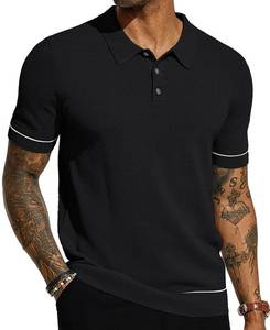 lot 8343 image: PJ PAUL JONES Mens Polo Shirts Knit Textured Golf Shirts Black M