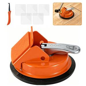 lot 8346 image: Floor Gap Fixer Tool with Aluminum Handle, Floor Gap Repair Tool with Reusable Sticky Pads for Uneven Surfaces, LaminateVinyl, Engineered & Hardwood Floors, Suction Cup for Floor Planks Fixing