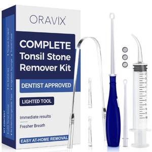 lot 8348 image: ORAVIX Tonsil Stone Remover - Tonsil Stone Removal Kit - Tonsillolith Remover Tool - Tonsil Cleaner - Fight Bad Breath - Tonsil Stone Removal Tool - Oral Irrigator - Tongue Scraper - 7 Pieces