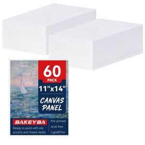 lot 11432 image: BAKEYBA 60 Pcs 11x14 Inch Canvas Boards for Painting Pre-Primed White