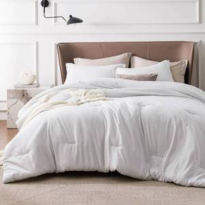 lot 11443 image: Bedsure TwinTwin XL Comforter Set - Grayish White Soft Bedding for All Seasons, Cationic Dyed Bed Set, 2 Pieces, 1 Twin Size Comforter (68x88) and 1 Pillow Sham (20x262)