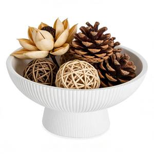 lot 11444 image: NUPTIO Decorative Bowl for Home Decor 8 Centerpiece for Living Room Coffee Table Fruit Bowls for Kitchen Counter Resin Pedestal Key Tray for Entryway