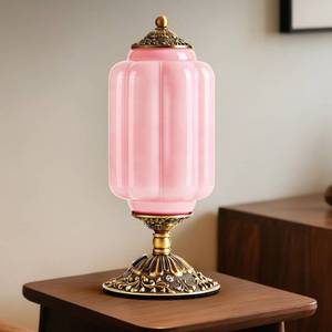 lot 11460 image: Flashine Milk Glass Table Lamp, Touch Control with USB Charging Port Vintage Bedside Desk Lamp Stepless Dimming for Bedroom Living Room Nightstand Led Bulbs Included ��Pink��