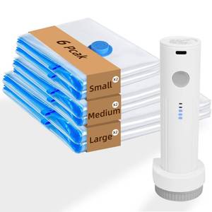lot 11465 image: 6 Pack Vacuum Storage Seal Bags for Travel with Cordless Electric Pump