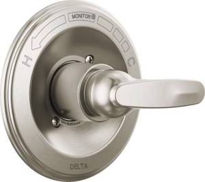 lot 11477 image: Delta Foundations 13 Series Single-Function Valve Trim Kit, Brushed Nickel Handle Set for Shower Faucet System, Stainless BT13010-SS (Valve Not Included)