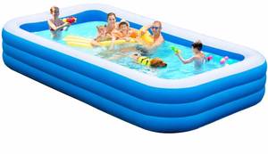 lot 11482 image: Large Inflatable Pool for Adults, 120 x 70 x 22 Blow Up Pool (Used)