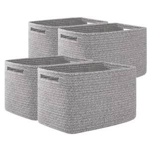 lot 11487 image: OIAHOMY 4 Pack Storage Baskets for Organizing 24L Cube Storage Bins Grey