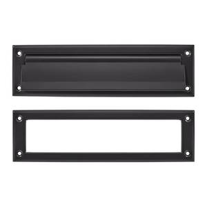 lot 12239 image: khtumeware Matte Black 13 inch 1-Pack Solid Brass Mail Slot with Solid Brass Internal Frame is Well Made Door Mail Slots