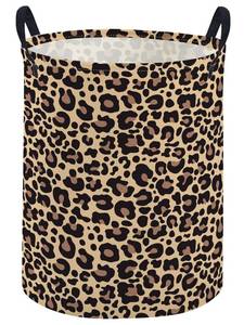 lot 12241 image: ESSME Kids Laundry Basket,Leopard print Hamper Collapsible Canvas Storage Bin for Girls, Cute Hamper,Gift Baskets(Leopard print)