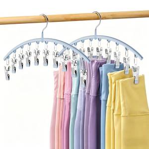 lot 12270 image: Volnamal Legging Organizer for Closet, Metal Yoga Pants Hanger wRubber Coated 2 Pack w10 Clips Hold 20 Leggings, Hangers Space Saving Hanging Closet Organizer for Closet Organizers and Storage, Blue