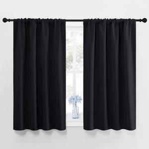 lot 12272 image: NICETOWN Black Out Short Curtain Panels for Kitchen - Energy Smart Decoration Thermal Insulating Blackout DrapesDraperies for Bathroom Small Window (2 Panels,42 in x 45 in (W x L))