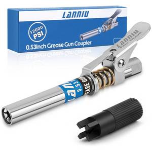 lot 12321 image: LANNIU Grease Gun Coupler, 12000 PSI Strong Lock & Extra Reach Grease Tips