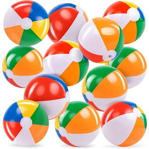 lot 12326 image: JOYIN Rainbow Beach Balls(12 Pack)  12   Inflatable Swimming Pool Toys for Summer Water Games Kids Birthday Party Supplies Combo Set Include Inflatable Beach Balls (Used)