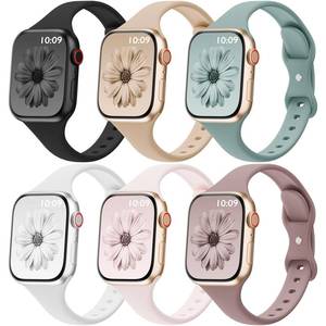 lot 12353 image: Slimband 6 Pack Thin Silicone Compatible with Apple Watch Bands Women Men
