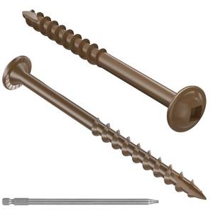 lot 12354 image: #8 Pocket Hole Screws 2-12 Inch, 100Pcs Coarse Thread Wood Screws, Square Drive, Washer Head, 4-Layer Coating, Drive Bit Included (Brown)