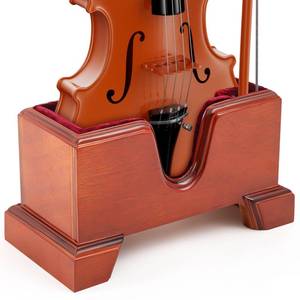 lot 19613 image: Yinkin Handcrafted Wooden Violin Stand with Bow Holder - Solid Violin Floor Display Stand, Soft Velvet Protection, Elegant Design for Home, Studio or Stage