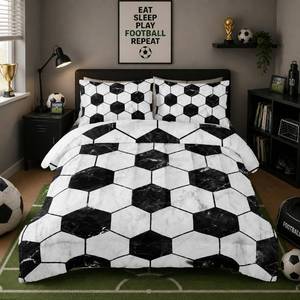 lot 19619 image: Nttopship Soccer Comforter Set King Football Bedding Sets for Boys Teens Kids Sport Themed Bedding,3 PCS White Soccer Bedding Set Bed in A Bag,Sports Theme Comforter with 2 Pillowcases