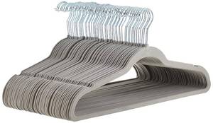 lot 19623 image: Amazon Basics Slim Velvet Non-Slip Space Saving Suit Clothes Hangers, Closet Organizer, GraySilver, 50-Pack