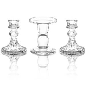 lot 19629 image: Unity Candle Holder - Glass Candle Holders for Pillar Candles Taper Candles, Glass Candlestick Holders Set of 3, Decorative Clear Glass Candlestick Holder for Wedding Table Dinning Church Centerpiece
