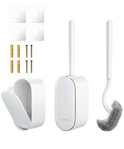 lot 19637 image: Bathroom Toilet Brush, OSCIOSS Toilet Bowl Brush with Ergonomic Design, Compact Size, Durable Bristles, Wall Mounted RV Toilet Brush for Bathroom Cleaning (White, 2pack)