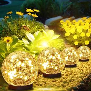 lot 19654 image: TARANEM Solar Lights Outdoor Waterproof 30LEDS, 4 Pack Cracked Glass Solar Globe Lights Outdoor with Auto OnOff, Outside Decorations for Yard,Garden,Patio, Pathway,Landscape - Warm White