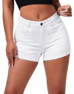 lot 20112 image: roswear Womens Casual Summer High Waisted Basic Jean Shorts Stretchy Denim Shorts White Large