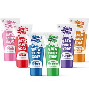 lot 20118 image: Tub Works� Bath Paint Soap Bath Toy, Classic 6 Pack  Non-Toxic  Washable Bathtub Paint for Finger Painting on Tub Walls  Ideal Toddler Bath Toys for Creative Play  Easy to Clean, Fun Bath Art