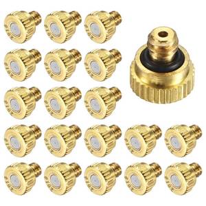 lot 20126 image: M METERXITY 18-Pack Brass Misting Nozzles, 0.008inch0.2mm Orifice Heavy Duty 1024 UNC Screw Thread Misting Nozzle Plug for Outdoor Spray Cooling SystemPatio Mist SystemDust Control