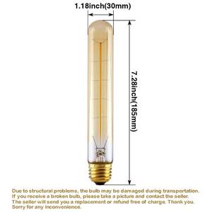 lot 20129 image: CTKcom T9T185 40W Vintage Edison Light Bulbs E26 E27 Base(4 Pack)- Tubular Bulb Nostalgic Tungsten Filament Antique Incandescent Bulb Golden Tinted Glass for Industrial Wall Sconces Pendant Lighting (Used)