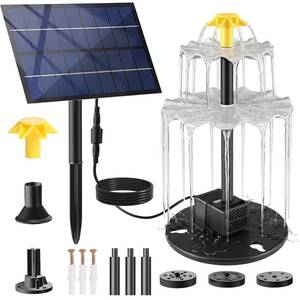 lot 20131 image: Yeomi Solar Fountain, Upgrade 2.8W 9V Solar Bird Bath Fountains with 4 Nozzles, Adjustable Water Flow, Solar Fountain for Bird Bath, Small Pond, Patio, Garden Water Feature Decoration