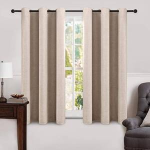 lot 20140 image: MIULEE 100% Blackout Linen Curtains for Bedroom 52x63 Inches Grey