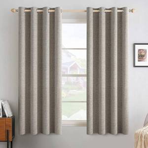 lot 20141 image: MIULEE 100% Blackout Linen Curtains for Bedroom 52x63 Inches Greige