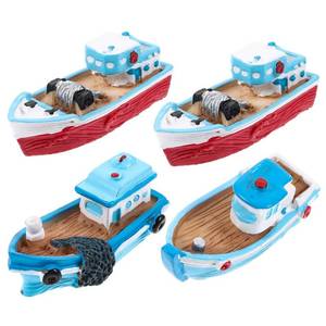 lot 20158 image: NUOBESTY 4Pcs Miniature Boat Resin Fishing Ship Model, Mediterranean Mini Boats for Fairy Garden Accessories, DIY Micro Landscape Decoration, Sand Tray Miniatures & Terrarium Figurines