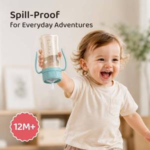 lot 20160 image: GROSMIMI PPSU Baby Straw Cup Stage 2, 12M, Spill-Proof, 6oz (Cherry)