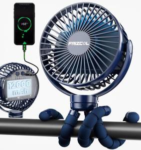 lot 20214 image: FRIZCOL 12000mAh Portable Stroller Fan, Use As Power Bank, 65H Battery Operated Fan Flexible Tripod Clip On Fans, Detachable Personal Handheld Baby Fans for Stroller, Car seat, Desk, Treadmill (Blue)