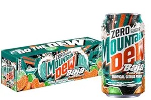 lot 1240 image: Mountain Dew Zero Sugar Baja Tropical Citrus Punch 12-Pack 12 oz Cans