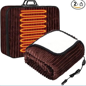 lot 2155 image: Riakrum 12V Heated Car Blanket 58 x 43 Brown X004VO40L7