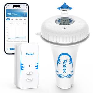 lot 1156 image: Firelex 2.4G WiFi Pool Thermometer Wireless with App Remote, Easy Read Smart Thermometer Floating  Digital -40158�� Water Temperature Monitor IPX7  Funny Shark for Swimming Pool, Hot Tub, Spa