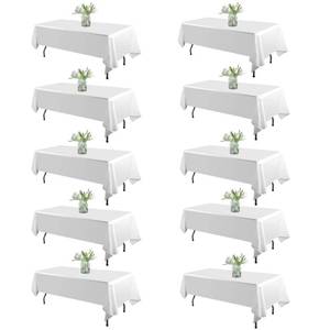 lot 1160 image: WIGENIUS 10 Pack White Table Cloth Rectangle 60X102 Inch Tablecloth Fit 6FT