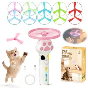 lot 2004 image: Cat Toy Disc Launcher,Rechargeable Interactive Cat Fetch Toy with 10 Discs