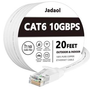 lot 2008 image: Jadaol Cat6 Ethernet Cable 20FT with Clips 10Gbps Flat Network Cable, White
