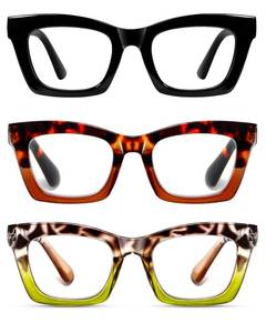 lot 2016 image: Hubeye Square Reading Glasses for Women Men Blue Light Blocking Computer Fashion Style Readers with Spring Hinge (BlackLeopardGreen Leopard,1.5)