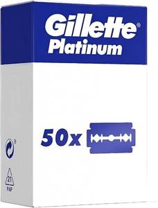 lot 2017 image: Gillette Double Edge Platinum Safety Razor Blades for Men, Pack of 50 Stainless Steel Refill Blades