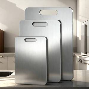 lot 2018 image: Meythway Stainless Steel Cutting Board Set of 4, Food-Grade Metal Chopping Boards, Non-Porous & Odor Resistant, Easy Clean Cutting Mats for Meat, Vegetables & Kitchen Prep��4-Piece��
