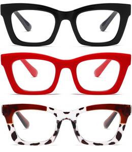 lot 2019 image: Hubeye Square Reading Glasses for Women Men Blue Light Blocking Computer Fashion Style Readers with Spring Hinge (BlackBrown LeopardRed,1.5)