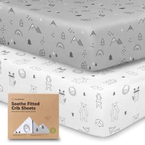 lot 2027 image: KeaBabies 2-pk Organic Cotton Crib Sheets for Boys Girls 52x28 (Woodland)