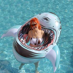 lot 2032 image: Inflatable Shark Float for Pool,Ride on Pool Party Lounge Toys for Adults,Giant Inflatable Swimming Ring Swimming Pool Float Summer Water Fun Shark Floaties
